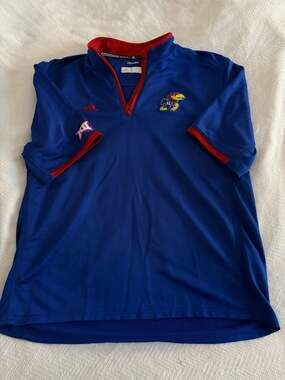 Adidas Kansas Jayhawks Men's Climalite Short Sleeve 1/4 Zip Sideline Pullover